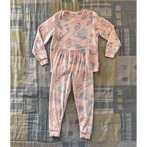 Brand Threads Baby Girls Pink Princess Print Soft Stretch Outfit Set Sz 3-4YRS